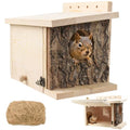Squirrel Nesting Box with Predator Guard, Easy Assembly Squirrel Houses | for Outside Nesting, Wooden Nesting Box for Squirrels, Chipmunk, Bird and Small Animals
