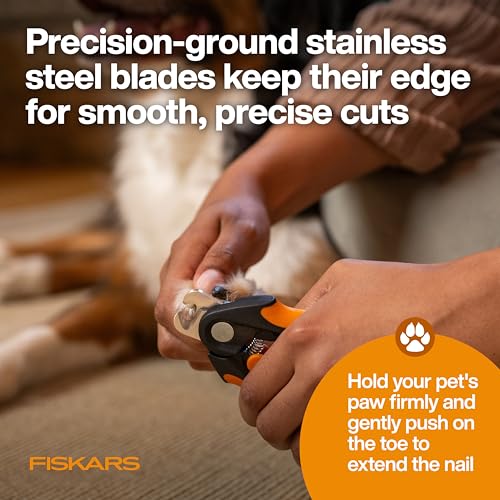 Fiskars Pet Large Nail Clippers, Cat and Dog Trimmers for Grooming, 5.75" | Suitable for Medium to Large Dogs, Semi-Circular Blade for Clear View, SoftGrip Handle w/ Safety Lock, Pet Supplies, Black - size: Large