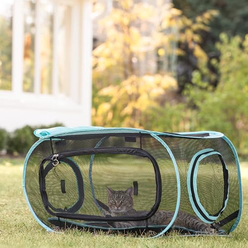 Kitty City Outdoor Catio Furniture and Play Kits for Cats, Play Combo - color: 1-Way Tunnel/Tent Combo