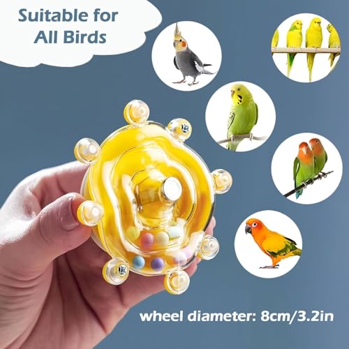 Bird and Small Pet Activity Set Spinner Wheel and 3 Elastic Ropes for Parakeets Sugar Gliders and Rodents 1PC Colorful Wheel and Green Blue Yellow Ropes