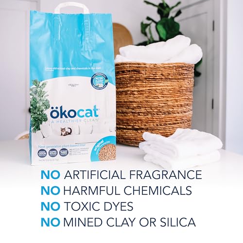 ökocat Original Wood Clumping Cat Litter, Unscented, 12.6 Pounds - Natural Ingredients, Stops Odor, Clumps Solid, 99% Dust Free, Lightweight Litter, Great for All Cats - size: Medium Bag, style: Original