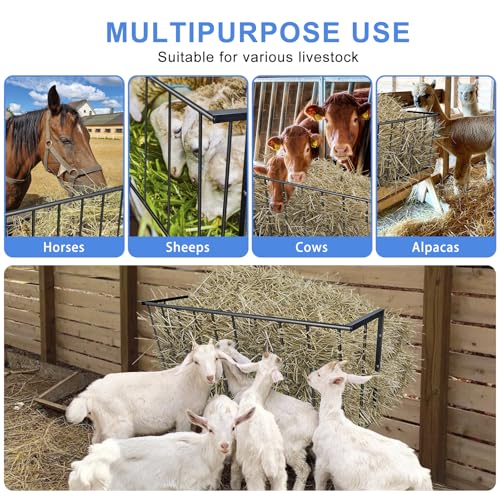 Wall Mount Hay Feeder for Goats, 40-Inch Long Metal Hay Rack for Horses | 40"L x 10"D x 15.9"H Wall hay feeder and goat hay feeder,25-gallon each goat feeder, wall mounted hay feeder for horses - size: 40'' Long