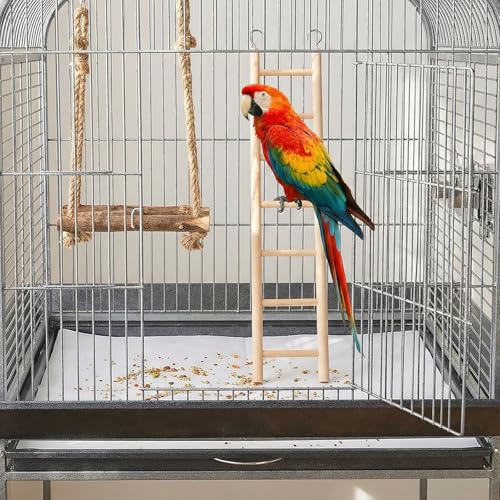 2 Pack Bird Ladder, Wooden Bird Cage Ladder Birds Cage Accessories for Parakeets, Parrots, Cockatoo & Lovebirds (6 Step & 8 Step)