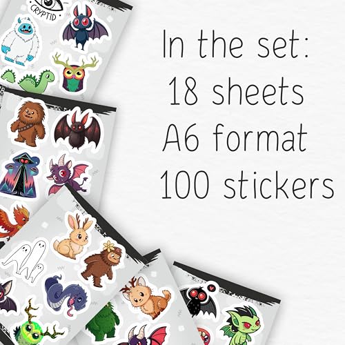 100Pcs Cryptid Stickers Waterproof, Decals - Cryptids Gifts, Party Supplies - Gift for Women & Men - color: Cryptid Stickers