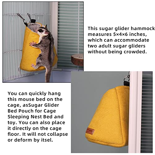 Sugar Glider Pouch - Warm Nest Bed, Sleeping Pouch Bag for Sugar Glider Accessories and Toys, Small Animal Cage Sleep Bag, Sack Swing Hanging Bed (Yellow) - color: Yellow