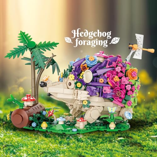 RiceBlock Hedgehog Building Sets, Flowers Animal Building Toys Collectible Gift ，Birthday Gifts Toys for Adults and Kids Age 6+(998 Pieces).