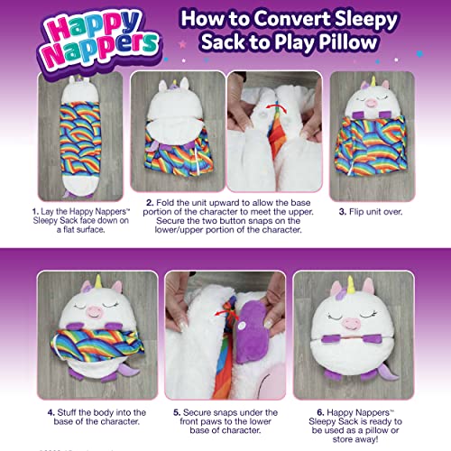 Happy Nappers Pillow & Sleepy Sack- Comfy, Cozy, Compact, Super Soft, Warm, All Season, Sleeping Bag with Pillow- Large 66” x 30”, Shimmer Unicorn | Ultra Soft Plush Sleepy Sack for Kids; Machine Washable All Season Play Pillow with Easy Pull and Zip for