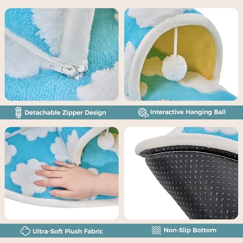 Avont Guinea Pig Tunnel Bed, Washable Hideout for Small Pets | Soft Plush Fleece, for Guinea Pigs, Hamsters, Chinchillas, Dwarf Rabbits & Others, Available in Cloud/Star Pattern