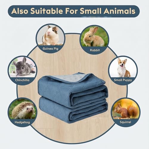 FunFurry Washable Guinea Pig Cage Liner - 4 Pack Reusable Washable Pee Pads，Waterproof Guinea Pig Bedding for Small Animal - Rabbit Bunny Hamster Puppy (Blue, 12" X 12" - 4 Pack) - color: Blue, size: 12" X 12" - 4 Pack