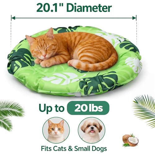 Drydiet Pet Cooling Mat for Cats & Small Dogs, Gel Pad, Washable, 20.1 in | No water or refrigeration needed; washable, scratch-resistant gel mat keeps cats and small dogs cool indoors or outdoors. - color: Green Plant