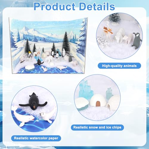 39 Pcs Arctic Animals Figurines Arctic Animals Habitat Diorama Project Set - style: Arctic