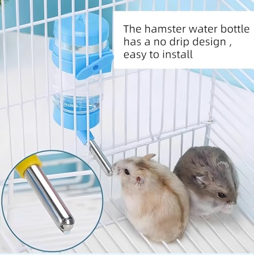 2 PCS Pet Cage Water Bottle No Drip Small Animal Water Bottle, Hanging Hamsters Water Bottle,for Rabbit, Guinea Pig, Hedgehog, Squirrel, Hamster,Random Color