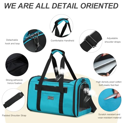 Airline Approved Dog Carrier. Cat Soft-Sided Carriers,Small Dog Travel Carriers,Small Animal Rabbit Carrying Case,TSA Airline Approved Pet Carrier（Blue） - color: Blue