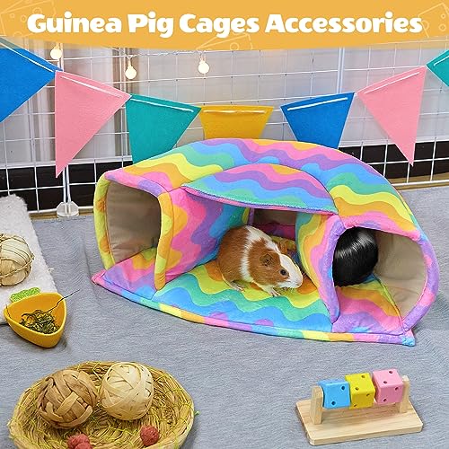 Unicorn Catcher Washable Guinea Pig Hideout Large Cozy Bed for Small Pets | Warm Plush Pet House Featuring A Semi-Closed Design For Hamsters Chinchillas And Bunnies To Sleep In Secure Comfort - color: Rainbow