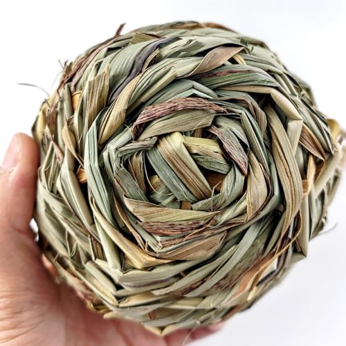 TIHOOD 4PCS 5.5inch Hanging Hummingbird Nest House for Outside, Ball Shape, Hand Woven, Durable Sturdy, Made of Natural Grass, Perfect for Garden Patio Lawn Office Indoor
