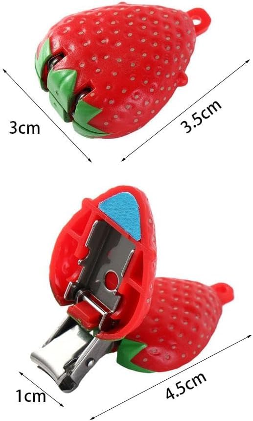 Finger Nail Clippers, Mini Foldable Animal Fruits Nail Clipper, Stainless Steel Travel Cartoon Nail Cutter,Fingernail Clipper, Fingernail Clipper Cutter (Red)