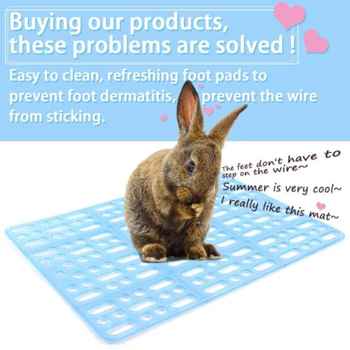 Hamiledyi Rabbit Feet Pad Hole Leak Water Design for Plastic Bunny Cage Mat Foot Resting Pads (1 Pink +1 White +1 Blue) - color: 1 pink +1 white +1 blue