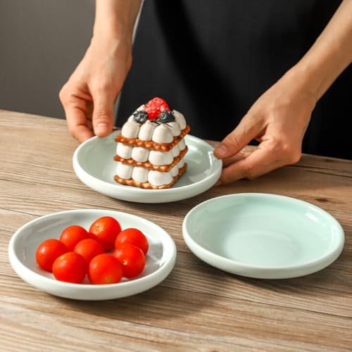 3 PCS Ceramic Cat Bowls, 5.5 in Pet Bowl Cat Dishes for Food and Water, Small Dog Dish(Blue) - color: blue