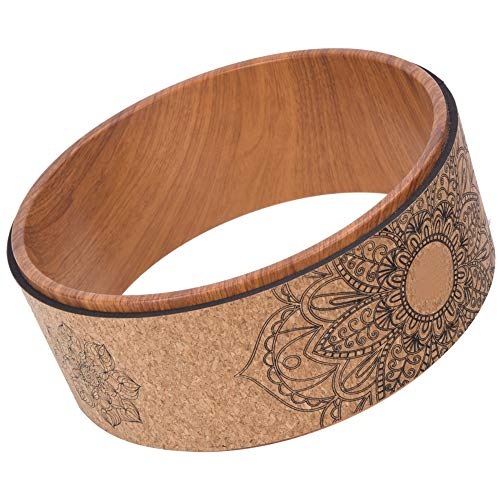 High Density PU Rubber Yoga Wheel for Stretching and Flexibility to Help Back Aches and Tension, Tear, Flexible Roller Designed, Extend Premium Back Roller - color: Wood grain inner ring