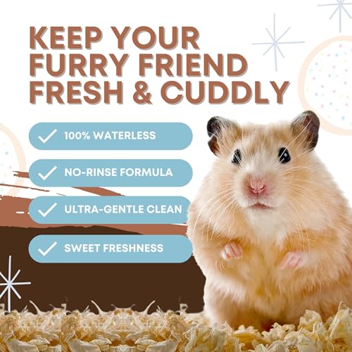 Waterless Shampoo for Small Critters - 8oz Cruelty Free Dry Shampoo - No Rinse for Pet Ferrets, Guinea Pigs, Hedgehogs, Sugar Gliders, Rabbits & Hamsters (8 oz, Light Sugar Cookie)
