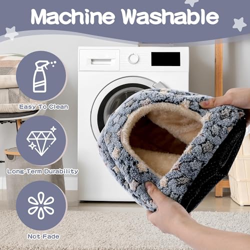 3 Pack Guinea Pig House Accessories, Washable 2 Guinea Pig House and Hideout Tunnel with Curtains, Chinchilla Hideout for Hamster, Rabbit, Bunny, Chinchillas (Blue-Star) - color: Blue-Star