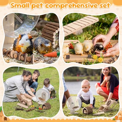 11 Pcs Hamster Cage Accessories Set, Bridge, Exercise Wheel, Swing, Chew Toys & More, Natural Wood Hamster Play Set for Dwarf Hamsters, Mice Small Animals Habitat (Maze Tunnel) - style: Maze Tunnel