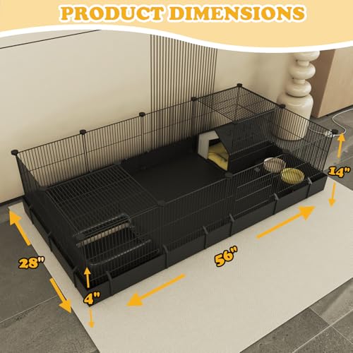 Xymoso DIY Guinea Pig Cages with Waterproof Canvas Bottom,16 Panels Small Animal Cage Pet Playpen with Door for Bunny Turtle Hedgehog,Indoor Metal Wire Yard Fence Outdoor