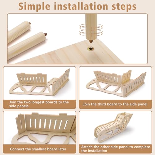 3 Sets Wooden Hamster Platform for Cage Accessories Natural Wood Climbing Toy Hideout, Expandable Habitat Decor for Dwarf Syrian Hamsters, Gerbils, Mice, Degus Sturdy Chew-Safe