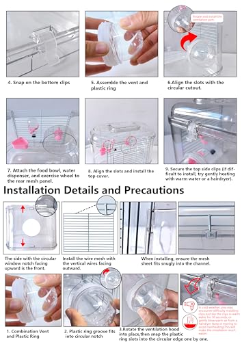 Kathson Small Animal Carry Cage for Hamsters, Gerbils, Mice - Transparent, Portable, Convenient