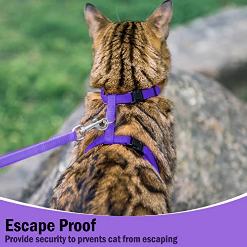 PUPTECK Adjustable Cat Harness and Leash Set Escape Proof Kitten Strap Collar for Walking Travel, Purple - color: Purple, size: Small