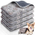 Panelee 4 Pcs 24 x 16 Inch Waterproof Dog Puppy Pads Soft Cat Blankets Dog Sleep Mat Absorbent Pet Blanket Paw Pattern Whelping Warm Pads Fleece Puppy Potty Training Pad Reusable(Gray) - color: Gray