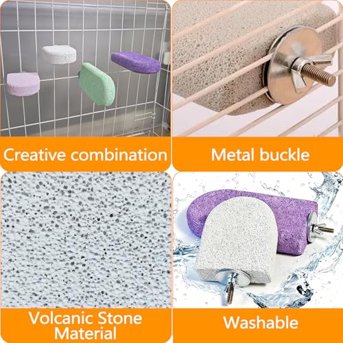 4PCS Bird Beak Grinding Stone,Parrot Perch Stands,Parakeets Platform Chewing Toys Calcium Pumice Lava Foot Claws Trimmer Climbing Ledge for Cockatiel Budgie Conures Lovebirds(Multi-Color) - color: 4Pack Colorful | S & L