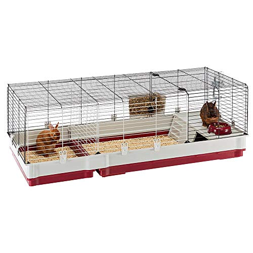 Ferplast Krolik Extra-Large Rabbit Cage w/Wire Extenstion | Rabbit Cage Includes All Accessories & Measures 55.9L x 23.62W x 19.68H & Includes All Accessories | 1-Year Manufacturer's Warranty - style: Rabbit Cage w/ Wire Hutch