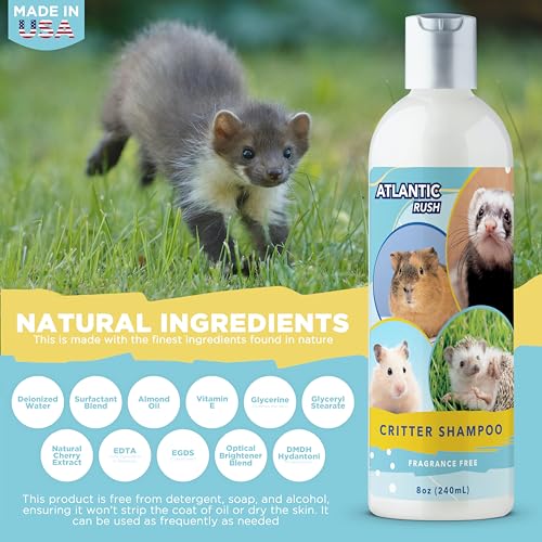 Small Critter Shampoo Bundle - 8oz Fragrance Free & 8oz No Rinse Shampoo for Ferrets, Guinea Pigs, Hedgehogs, Sugar Gliders, Rabbits & Hamsters - Small Animal Complete Bathing Set
