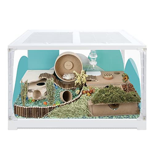 Niteangel Stacker Series Hamster Cage - Stackable & Large Glass Enclosure for Hamster Gerbils Mice Lemming Degus or Other Small-Sized Pets | Stackable Vertically or Horizontally to Expand Space & Large Glass Enclosure for Hamster Gerbils Mice or Small-Siz