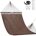 Lazy Daze XL Handwoven Caribbean Rope Hammock, 2+ Person Hammock | 13FT Polyester Outdoor Hammock with Spreader Bars & Straps & Carabiners, 500lbs Capacity for Outside, Patio, Brown - color: Brown
