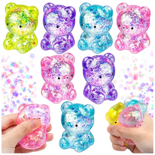 12Pack Bear Stress Balls Fidget Toys Sensory Sugar Ball Stress Relief Toys | Cute Gummy Bear Stuffers for for Kids Adults Easter Basket Party Favors Goodie Bags - style: 12PCS (Bear)