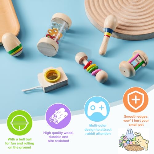 AOWPFVV Wooden Bunny Toys,Safe Rabbit Toys for Guinea Pigs,Small Animals