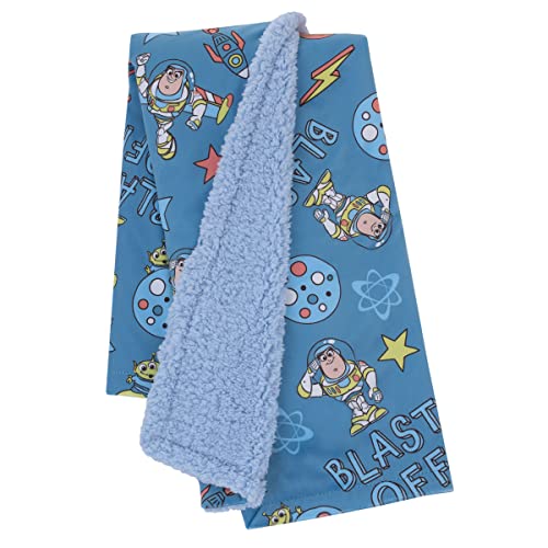 Disney Toy Story Buzz Lightyear Blue and Orange Blast-Off Super Soft Sherpa Baby Blanket - color: Toy Story Buzz Lightyear