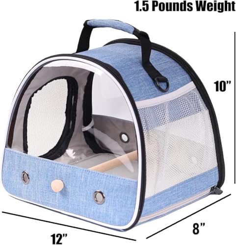 Small Bird Travel Carrier, Portable Bird Travel Carrier for Parakeet, Parrot, Budgie, Guinea Pig, Bearded Dragon Reptile Carrier for Hiking Vet Visit Bicycle Ride (Blue) - color: Blue