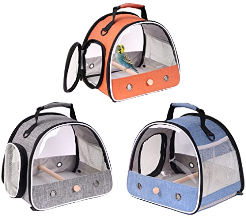 Small Bird Travel Carrier, Portable Bird Travel Cage for Parakeet, Parrot, Budgie, Guinea Pig, Bearded Dragon Reptile Carrier for Hiking Vet Visit Bicycle Ride (Grey) - color: Grey