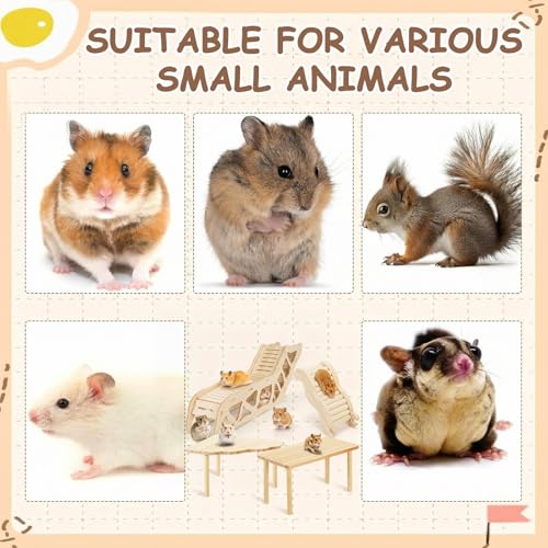 BreezeHug 4 Pcs Hamster Cage Accessories Hamster Platform Hideout Wooden Tunnel Ladder Playhouse Game Climbing Toy with Platform for Pets Dwarf Syrian Mice Degus Gerbils Squirrel(Tunnel) - style: Tunnel