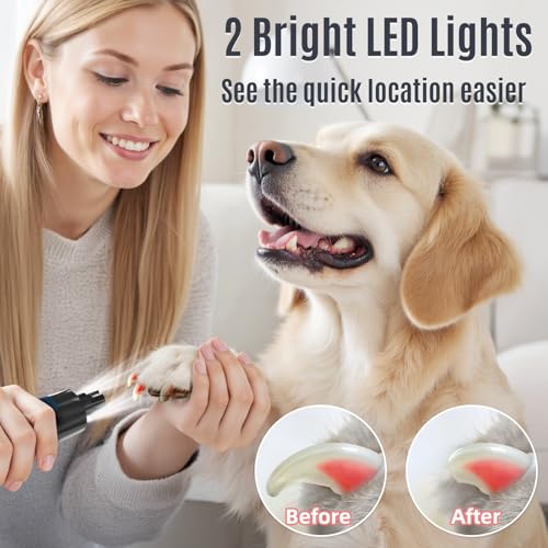Casfuy New 6-Speed Dog Nail Grinder - 50% More Power Dog Nail Trimmers with 2 LED Lights Quiet 7h Running Time Electric Pet Nail Grinder File Toenail Grinder for Large Medium Small Dogs & Cats (DB) - color: Dark Blue