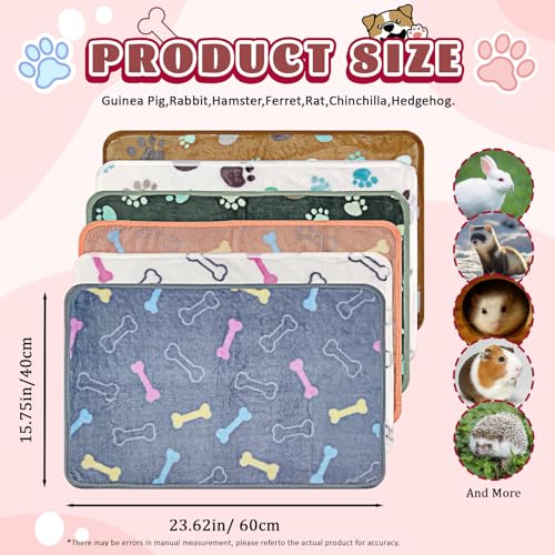 YedsIntu 6 Pcs Washable Guinea Pig Blankets Absorbent Small Animal Fleece Bedding Cage Liners Reusable Pet Pee Pad Sleep Mat Pad Cover for Hamster Ferret Rabbit Chinchilla Hedgehog (Grey, 16" x 24") - color: 6 White Bulk, size: 16" x 24"