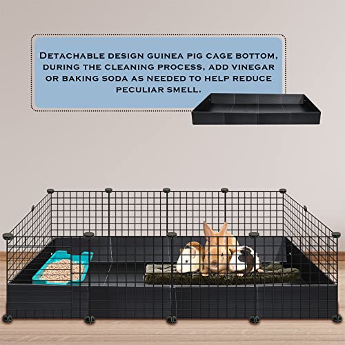 Geelin 55 × 27 Inches Black Corrugated Plastic Cage Liners Base 2 x 4 Panel Size Guinea Pig Cage Liner Waterproof Mat Hedgehogs Rabbits Bunny Small Animals Tray
