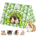 Guinea Pig Hideout with Curtain Bunny Hideout Guinea Pig Tent(Green Alpaca) | Washable Bunny Hideaway Tent Bottomless Guinea pig bed cage accessories for Ferret,Rat,hamster,Hedgehog,small animal bed ﻿