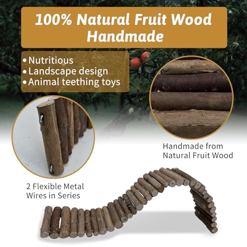 Hamiledyi 2PCS Natural Wood Hamster Climbing Ladder & Hideout Toy - Multi-Size Small Animal Cage Accessories for Syrian Hamsters, Mice, Gerbils, Sugar Gliders (21.7x3.5 Inch) - size: 21.7" × 3.5" (2 pcs)