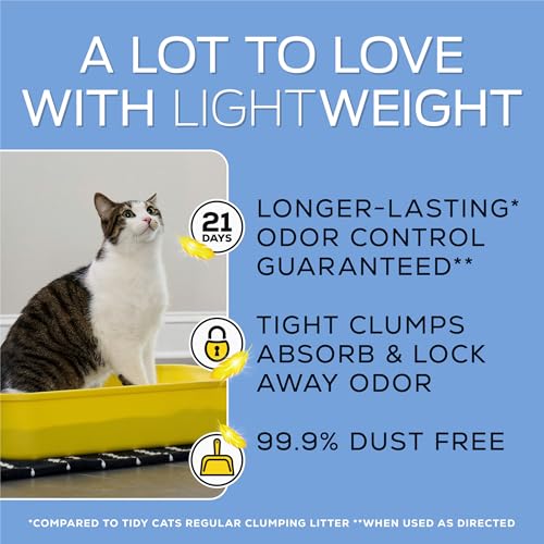 Purina Tidy Cats Low Dust Clumping Cat Litter, LightWeight Free & Clean Unscented, Multi Cat Litter - 17 lb. Box | Unscented, charcoal-powered formula offers 21-day odor control and tight, dust-free clumping. - size: 17 Pound (Pack of 1)