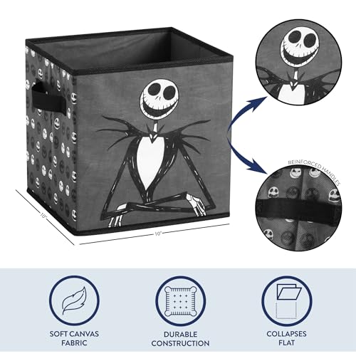 Nightmare Before Christmas Jack and Sally Set of 2 Durable Storage Cubes with Handles, 10"x10"x10" Cubes - color: Nightmare Before Christmas
