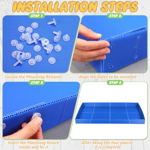 Wenqik 2 Pcs Guinea Pig Cage Liner Corrugated Plastic Cage Liner Base 2 x 4 Panel Size for Small Animals Hedgehogs Rabbits Tray, 55 x 27 Inch (Blue) - color: Blue